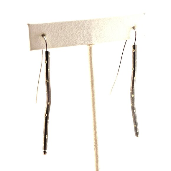 Sterling Silver 925 Oxidized Long Dangle Earrings Branch Like Earrings - Picture 4 of 8